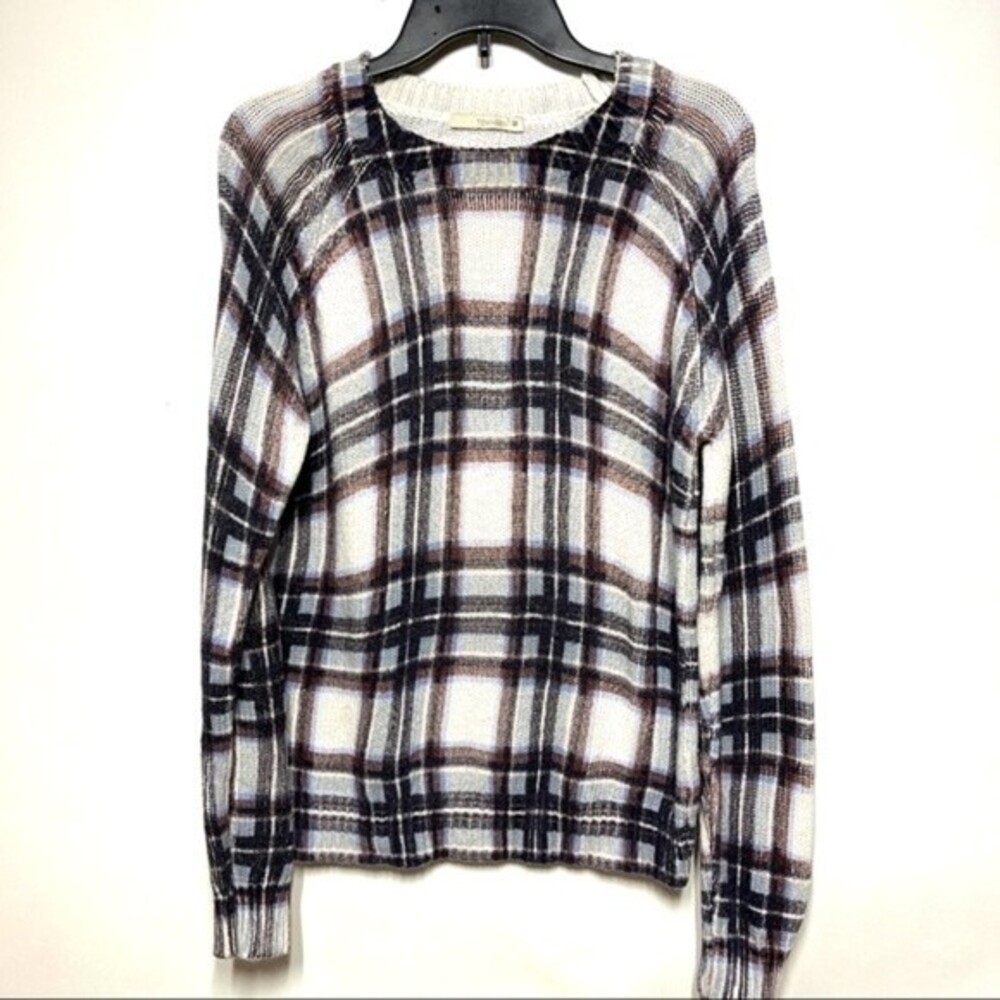 Townsen Sleigh Plaid Wool and Cotton Crewneck Sweater M - Picture 3 of 10